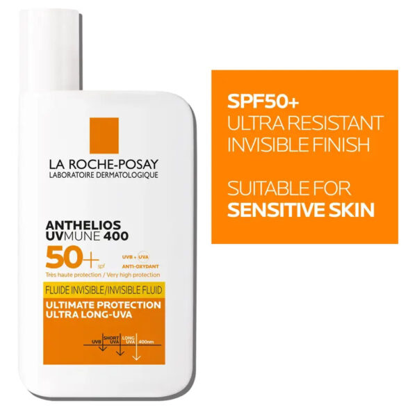 LA ROCHE POSAY ANTHELIOS UVMUNE 400 FLUIDE INVISIBLLE SPF50+ , 50 ML