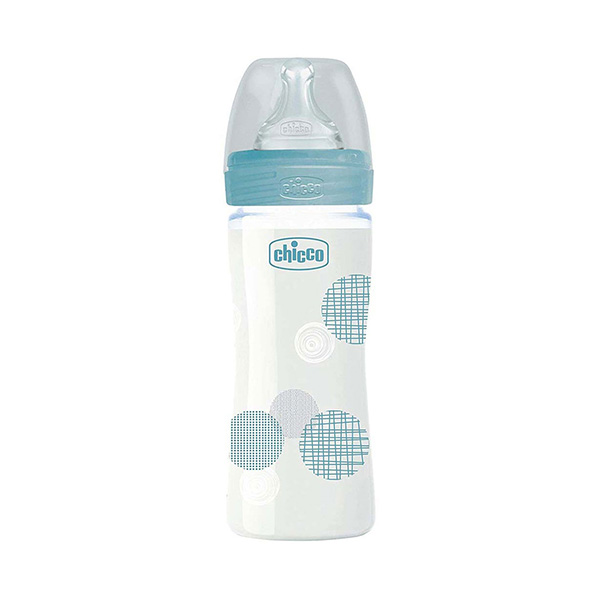 CHICCO BIBERON EN VERRE BLEU 240 ML