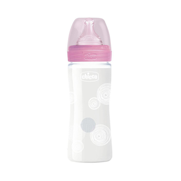 CHICCO BIBERON EN VERRE ROSE 0-6 M 240ML