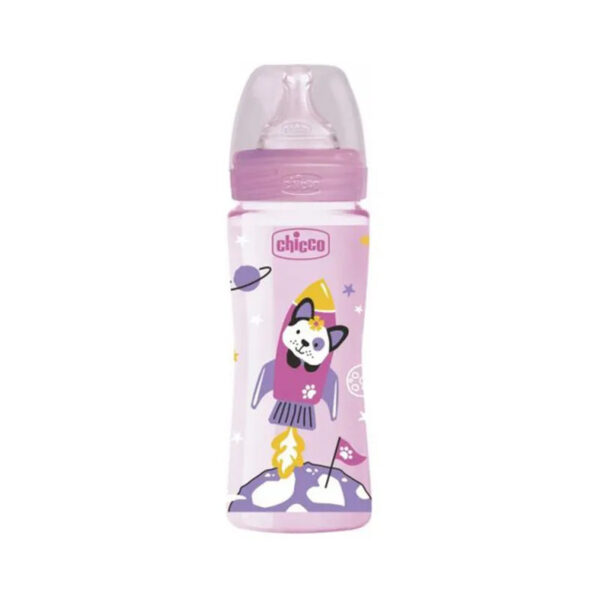 CHICCO BIBERON ROSE PLASTIQUE 4M+ 330 ML